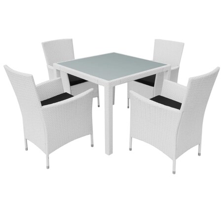 vidaXL 5-cz. zestaw mebli ogrodowych, rattan PE, kremowa biel