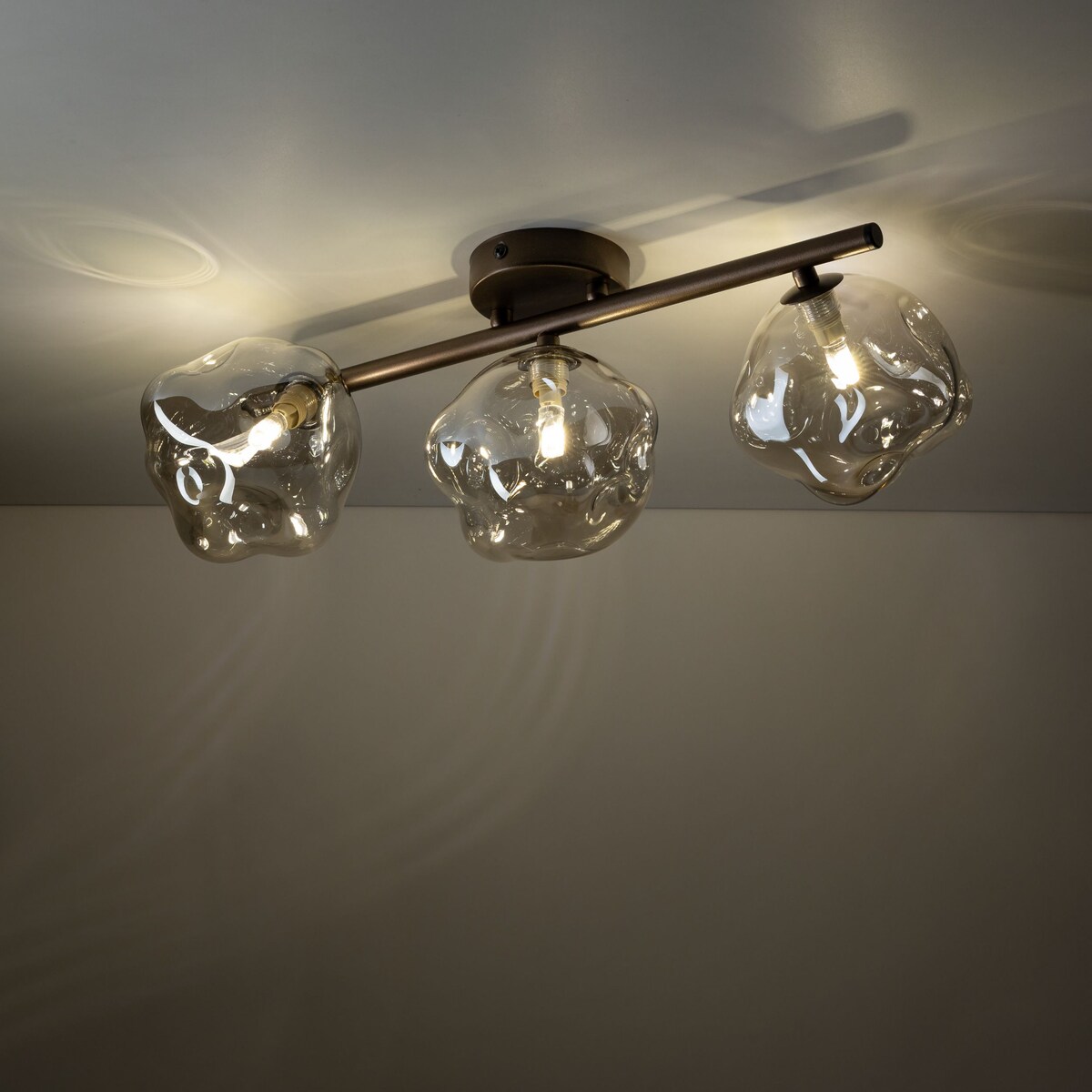 Lampa sufitowa TK Lighting LAVA BROWN 11035 brązowo-bursztynowa 3xG9 glamour do salonu i jadalni