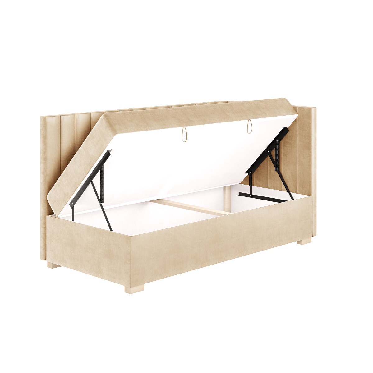 Mesonica Łóżko Snugi, linie beżowe, 90x200, Prawostronne