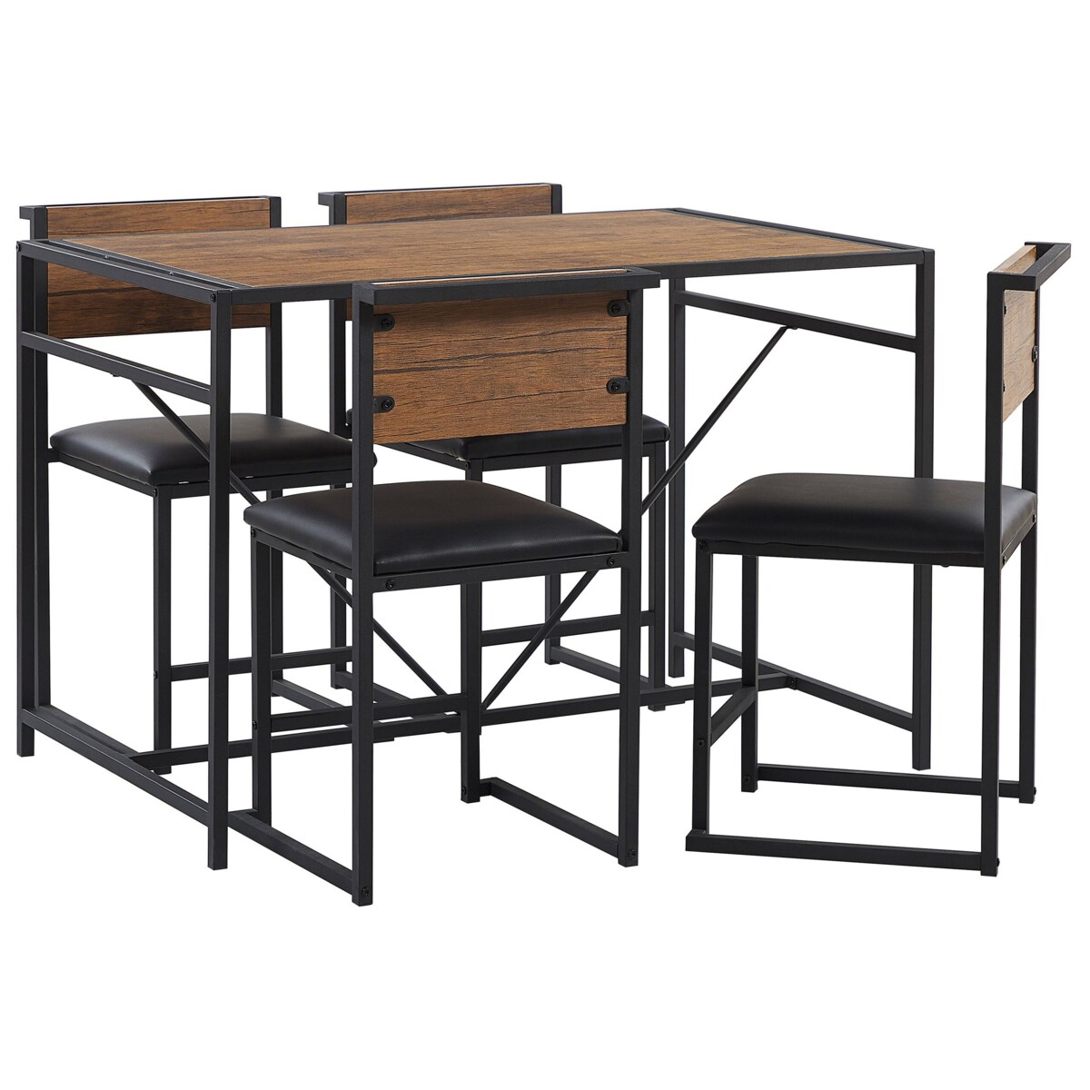 Zestaw do jadalni stół i 4 krzesła ciemne drewno z czarnym BURTON