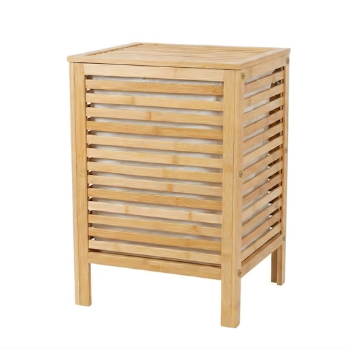 Bambusowy kosz na pranie z pokrywą i wyciąganym workiem LUND, 60 L