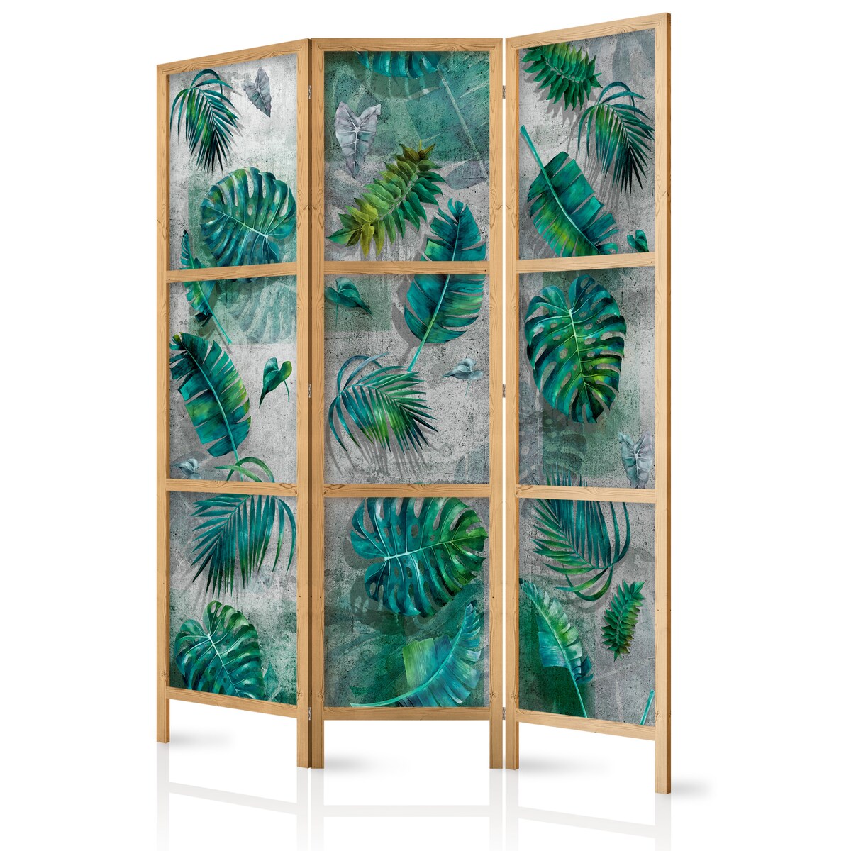 Parawan Japoński 3-panelowy Liście Na Betonie 135x172cm