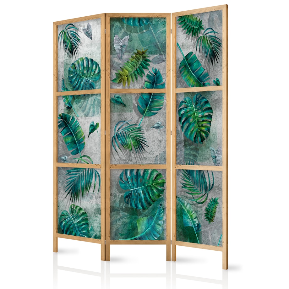Parawan Japoński 3-panelowy Liście Na Betonie 135x172cm