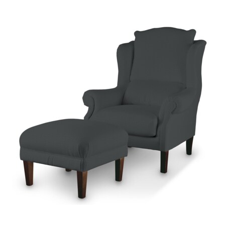 Podnóżek do fotela, grafitowy welwet, 56 x 56 x 40 cm, Ingrid