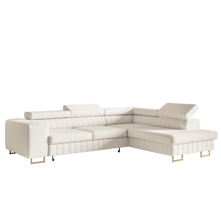 Narożnik NOLA do salonu, na złotych nogach-prawostronny-Catch Me 01-mleczny