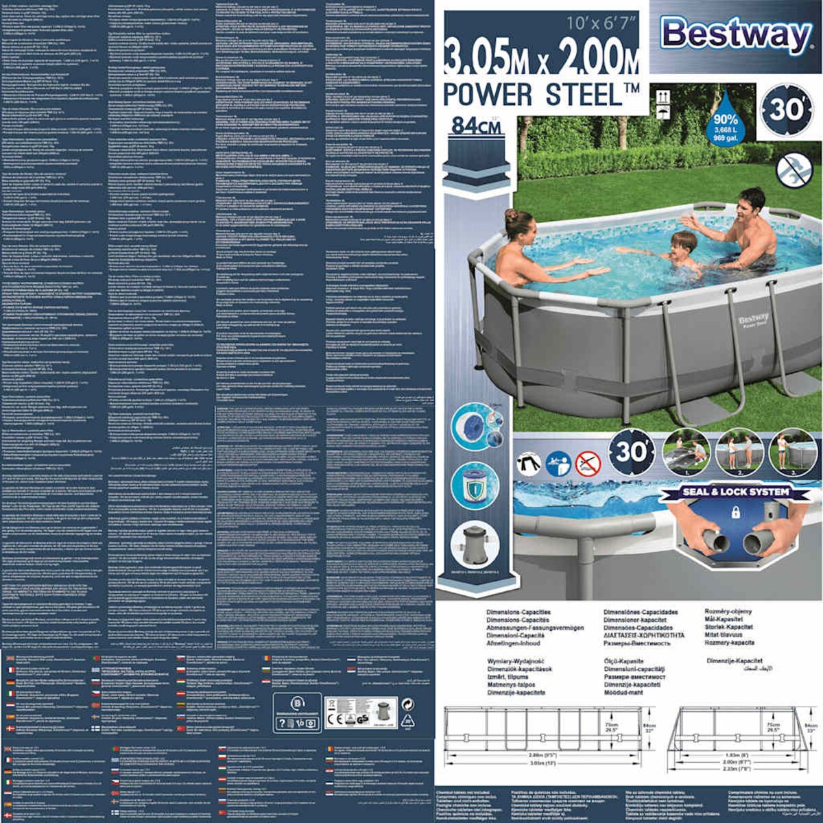 Bestway Basen naziemny Power Steel, owalny, 305x200x84 cm