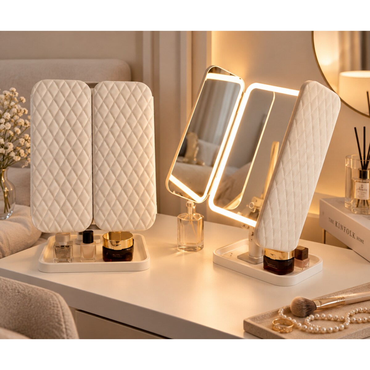 Lusterko kosmetyczne SHP MAGICO LED bezprzewodowe składane 3 tryby