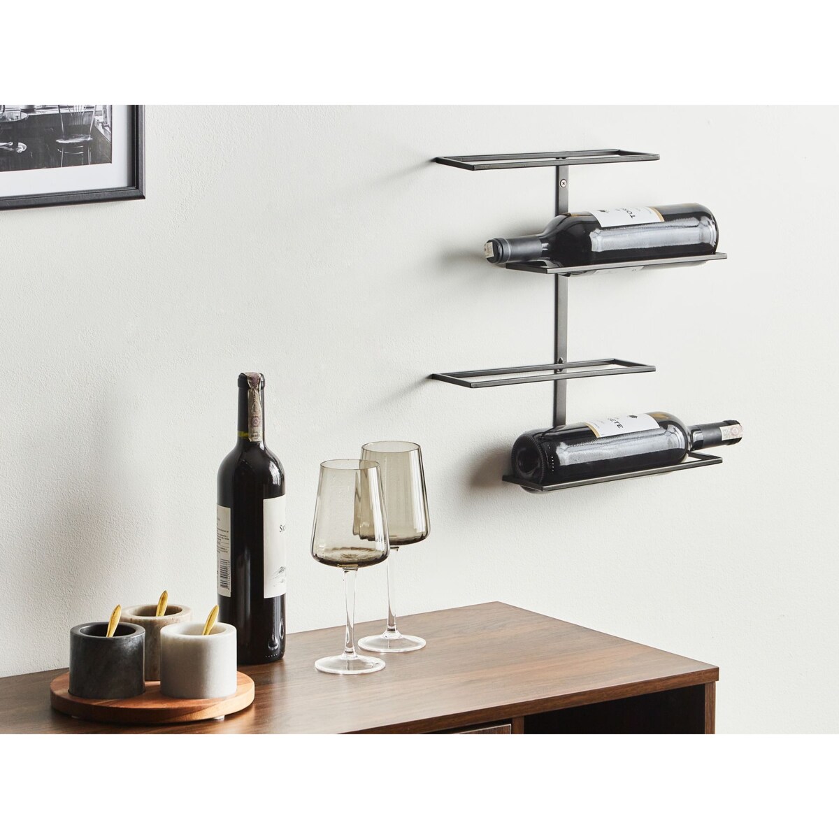 Półka wisząca na wino czarna EINSTEINIUM