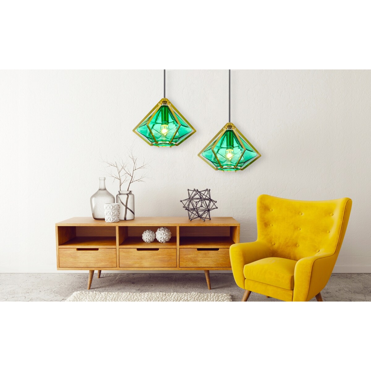 Lampa Sufitowa Wisząca Szklana Metalowa Nowoczesna