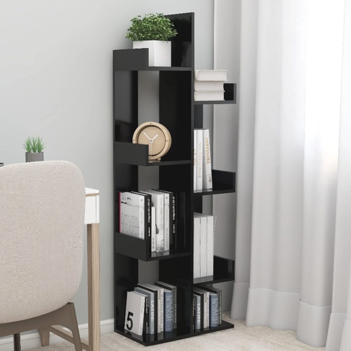 vidaXL Regał na książki, czarny 48x25,5x140 cm materiał drewnopochodny