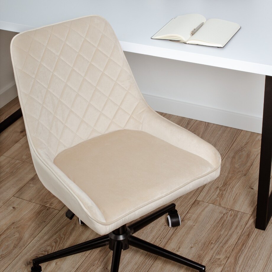 Fotel biurowy krzesło obrotowe regulowane beżowe do biurka