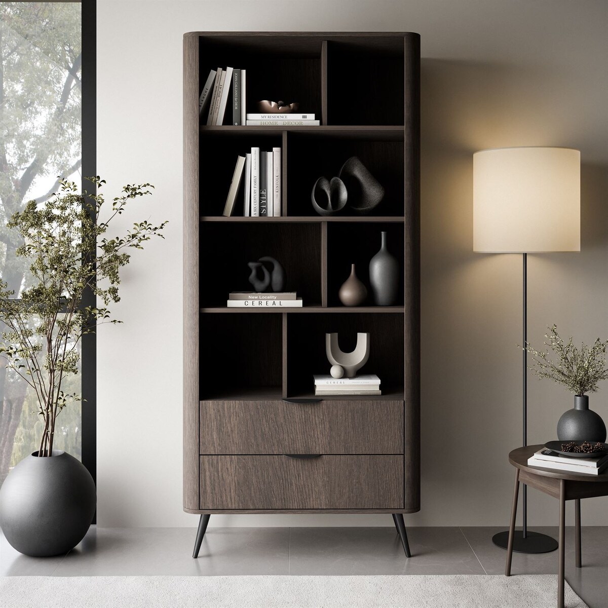 Regał TWILIGHT szufladami, Dąb Dunin / Czarny