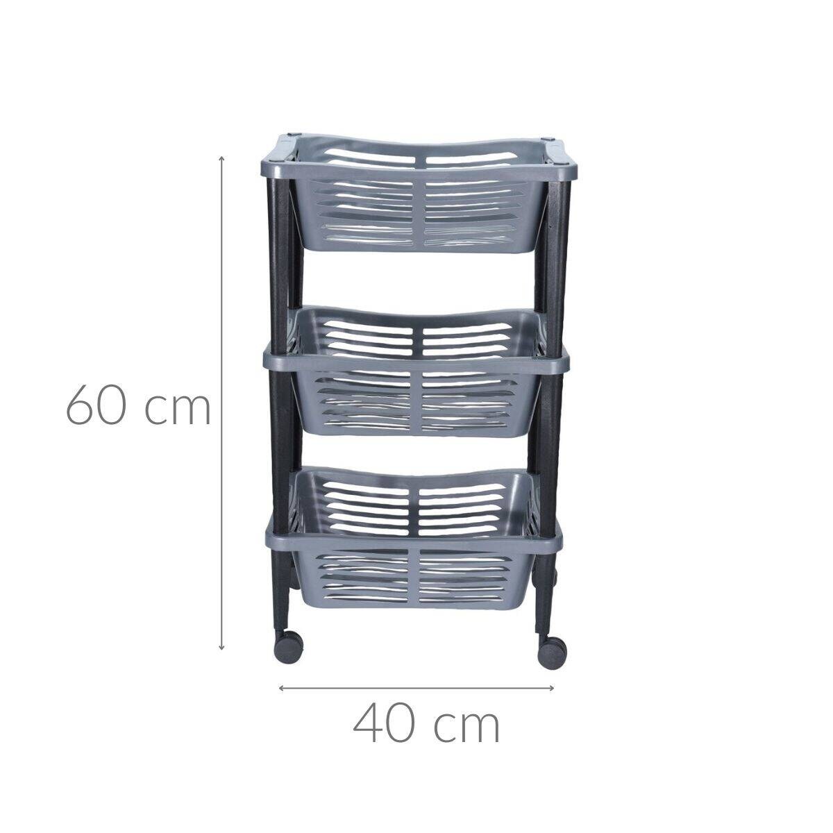 Uniwersalny wózek na kółkach TROLLEY do łazienki, regał, szafka - 3 poziomy