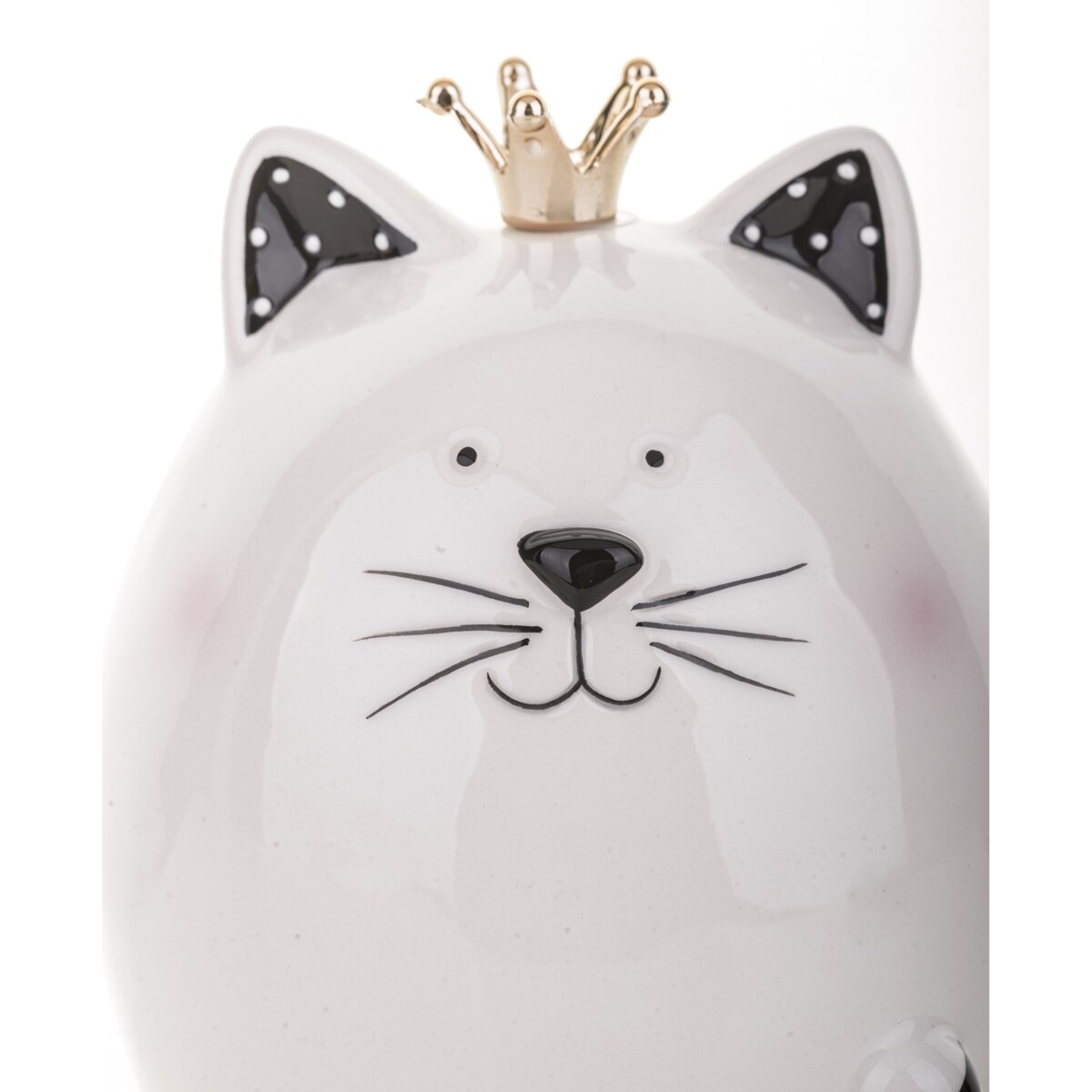 Skarbonka ceramiczna - 12x10x10 cm kotek GATTINO w koronie