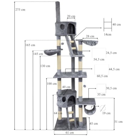 Wysoki Drapak dla kota legowisko wieża Funfit Home&Office 275cm