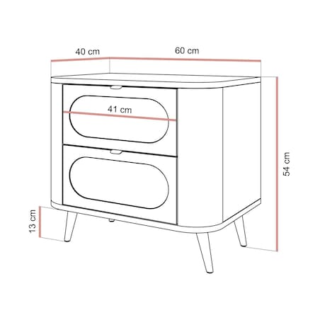Szafka nocna SHADOW II 2S - czarna MDF, 2 szuflady, złote uchwyty