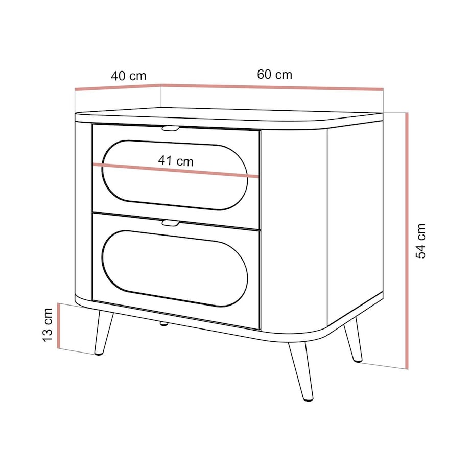Szafka nocna SHADOW II 2S - czarna MDF, 2 szuflady, złote uchwyty
