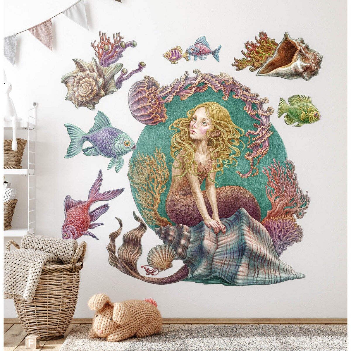 Zestaw naklejek na ścianę, Syrenie opowieści, 80cm