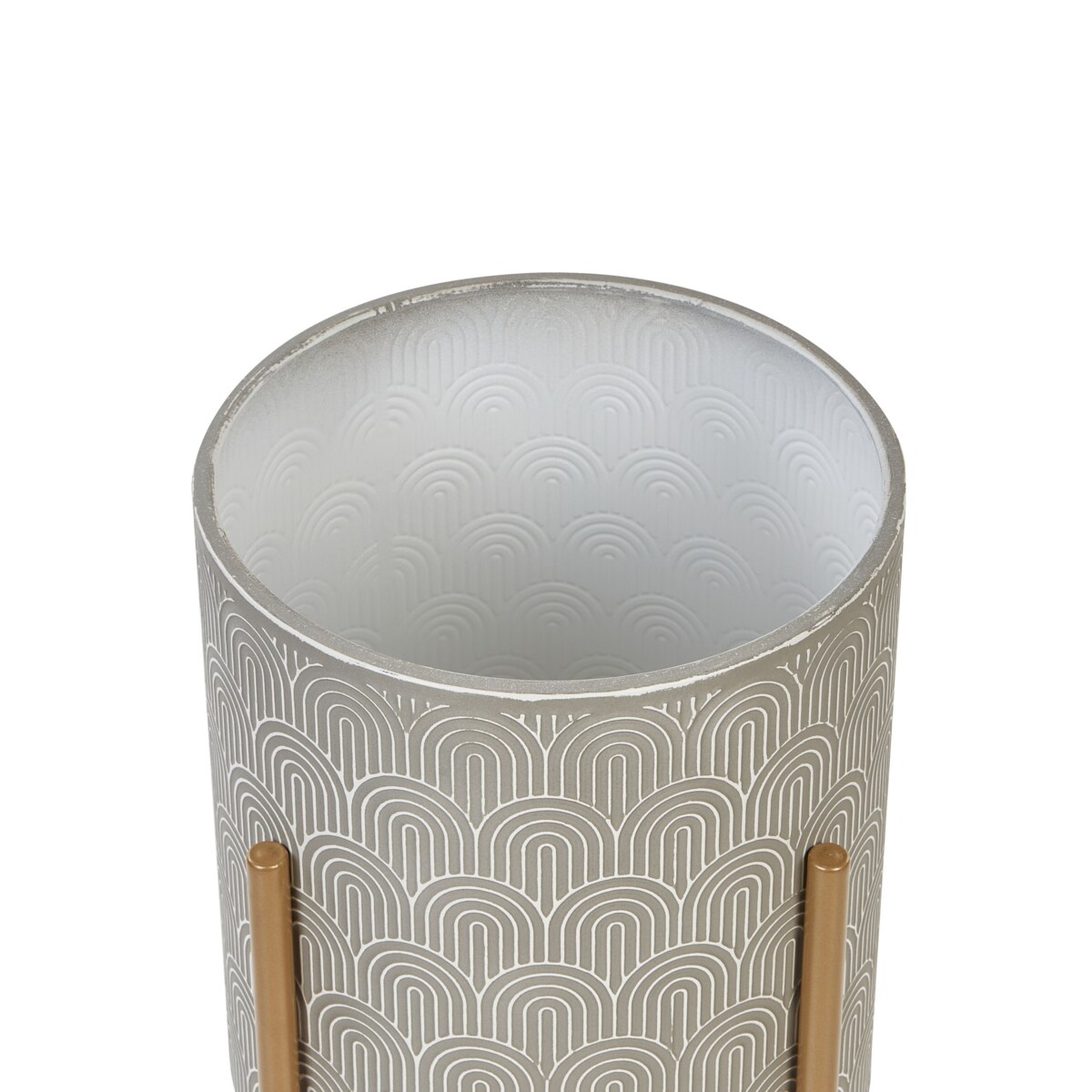 Doniczka na stojaku metalowa 31 x 31 x 58 cm szara AUBRIETA