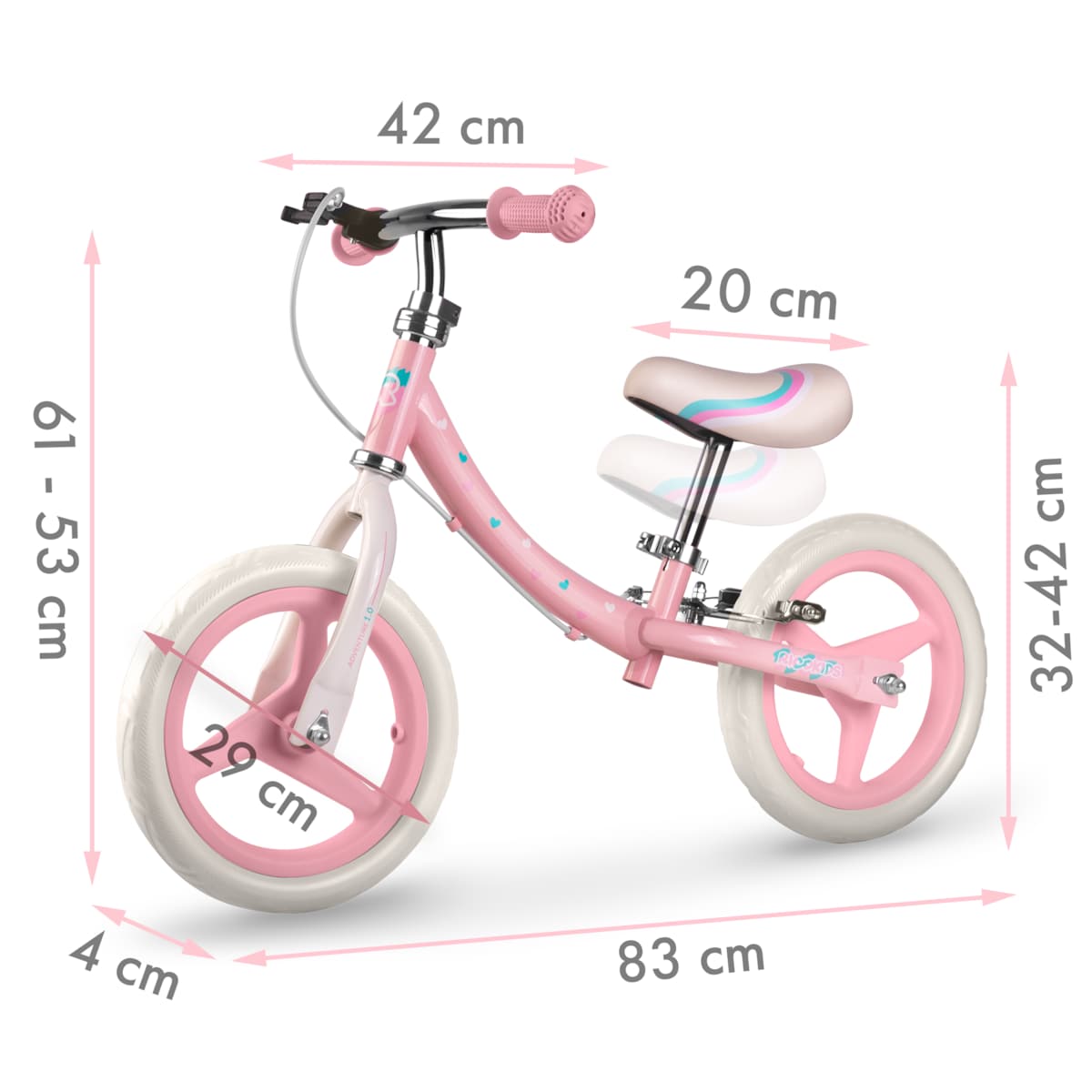 Rowerek biegowy dla dzieci rower dziecięcy lekki Fun Adventure Ricokids różowy
