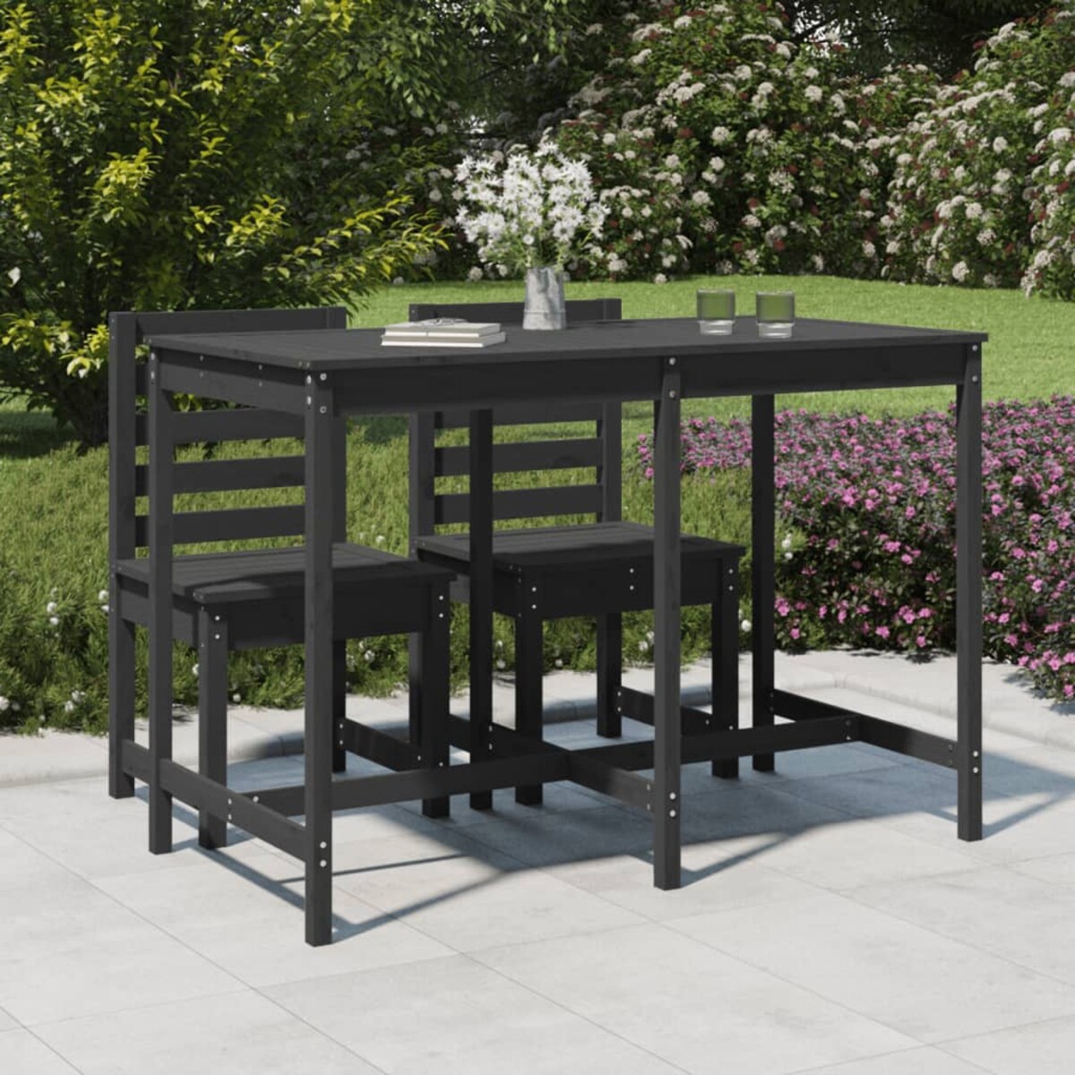vidaXL Stolik ogrodowy, szary, 159,5x82,5x110 cm, lite drewno sosnowe