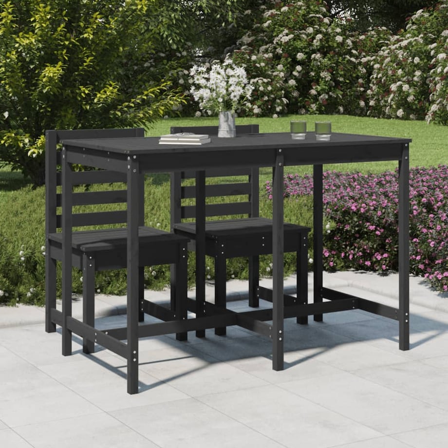 vidaXL Stolik ogrodowy, szary, 159,5x82,5x110 cm, lite drewno sosnowe