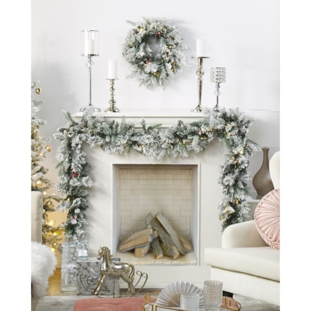 Ośnieżony wieniec świąteczny LED WHITEHORN Biały 55 cm