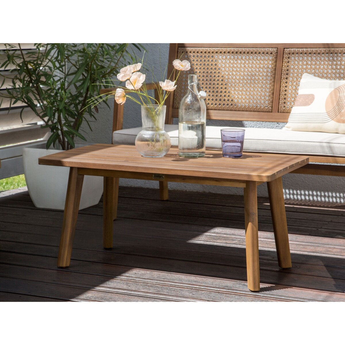 Zestaw ogrodowy ze stolikiem dla 4 osób ARENELLA Certyfikowane drewno akacjowe Jasnobeżowy