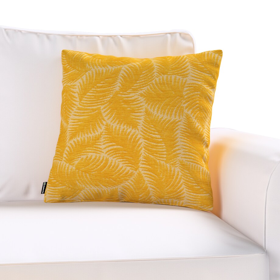 Poszewka Kinga na poduszkę 60x60 miodowe liście paproci na beżowym tle