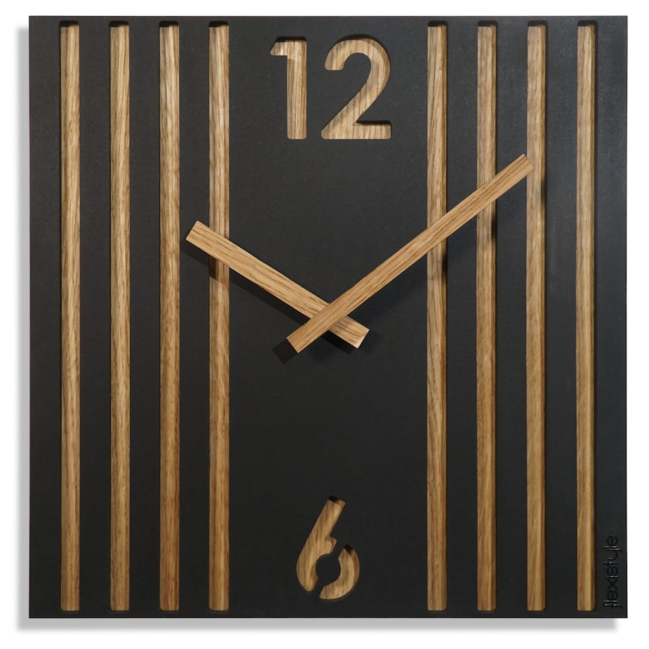 Zegar ścienny czarny do salonu Lamele 30 cm