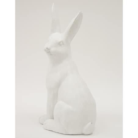 Dekoracja - siedzący biały królik 49x25x19 cm ALBUS duży