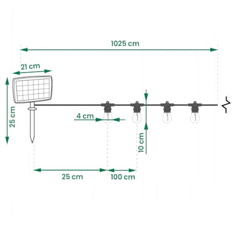 Girlanda ogrodowa 20 LED świetlna SOLARNA 20 M lampki na BALKON ogród IP44