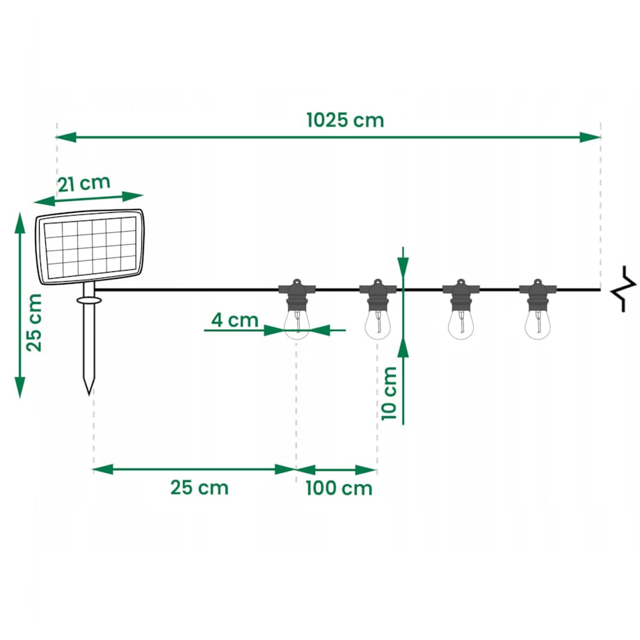 Girlanda ogrodowa 20 LED świetlna SOLARNA 20 M lampki na BALKON ogród IP44