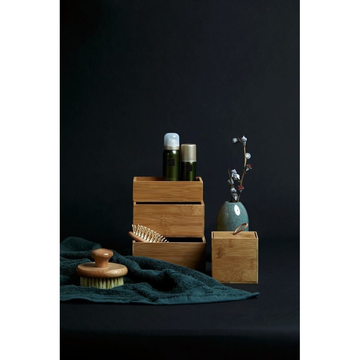 Organizer łazienkowy TERRA, bambus, 9 x 9 cm, WENKO, kolor brązowy