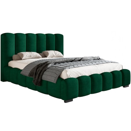 Łóżko tapicerowane 160x200 BEN18 do sypialni z pojemnikiem-butelkowa zieleń