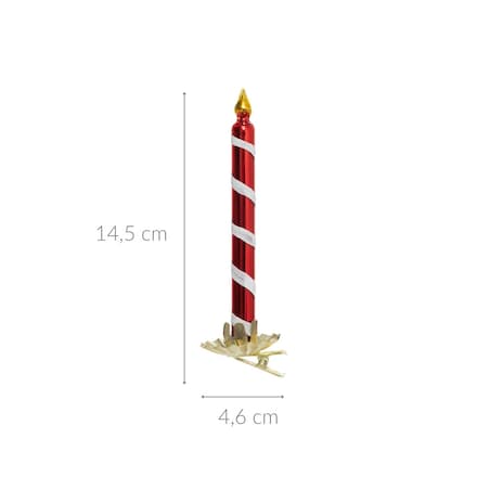 Szklana bombka przypinana, świeca, 15 cm