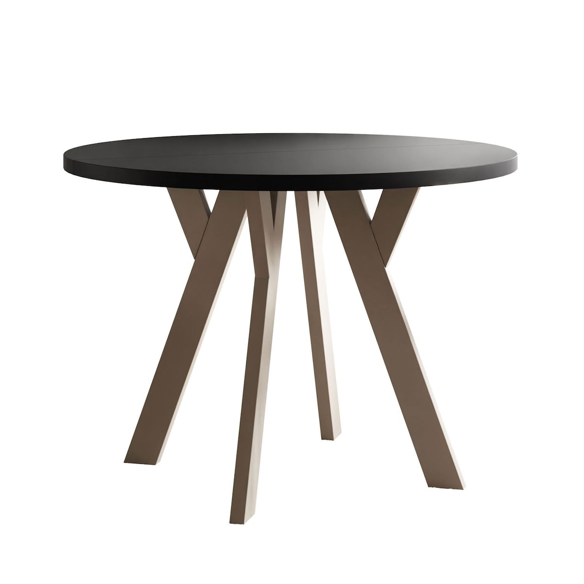 Okrągły stół rozkładany VOLTA MATT, nogi kaszmir, blat czarny