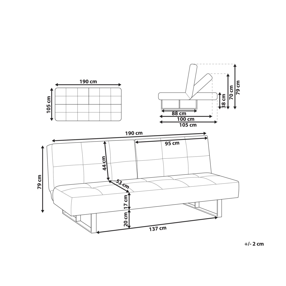 Sofa rozkładana niebieska DUBLIN