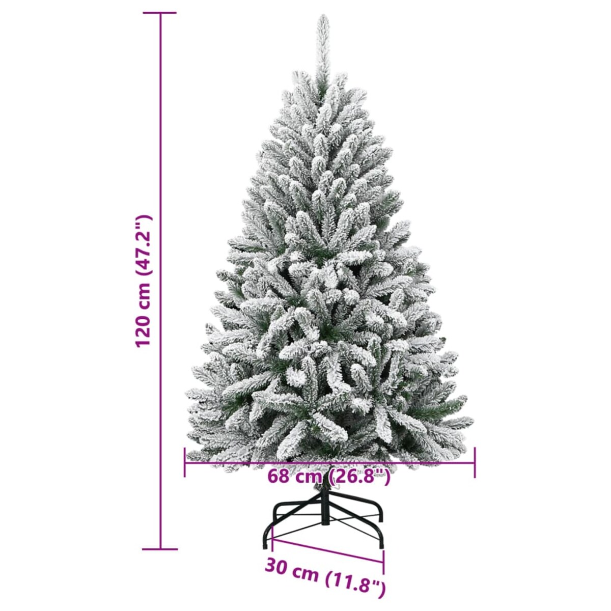 vidaXL Sztuczna choinka zawiasowa, ośnieżona, 120 cm