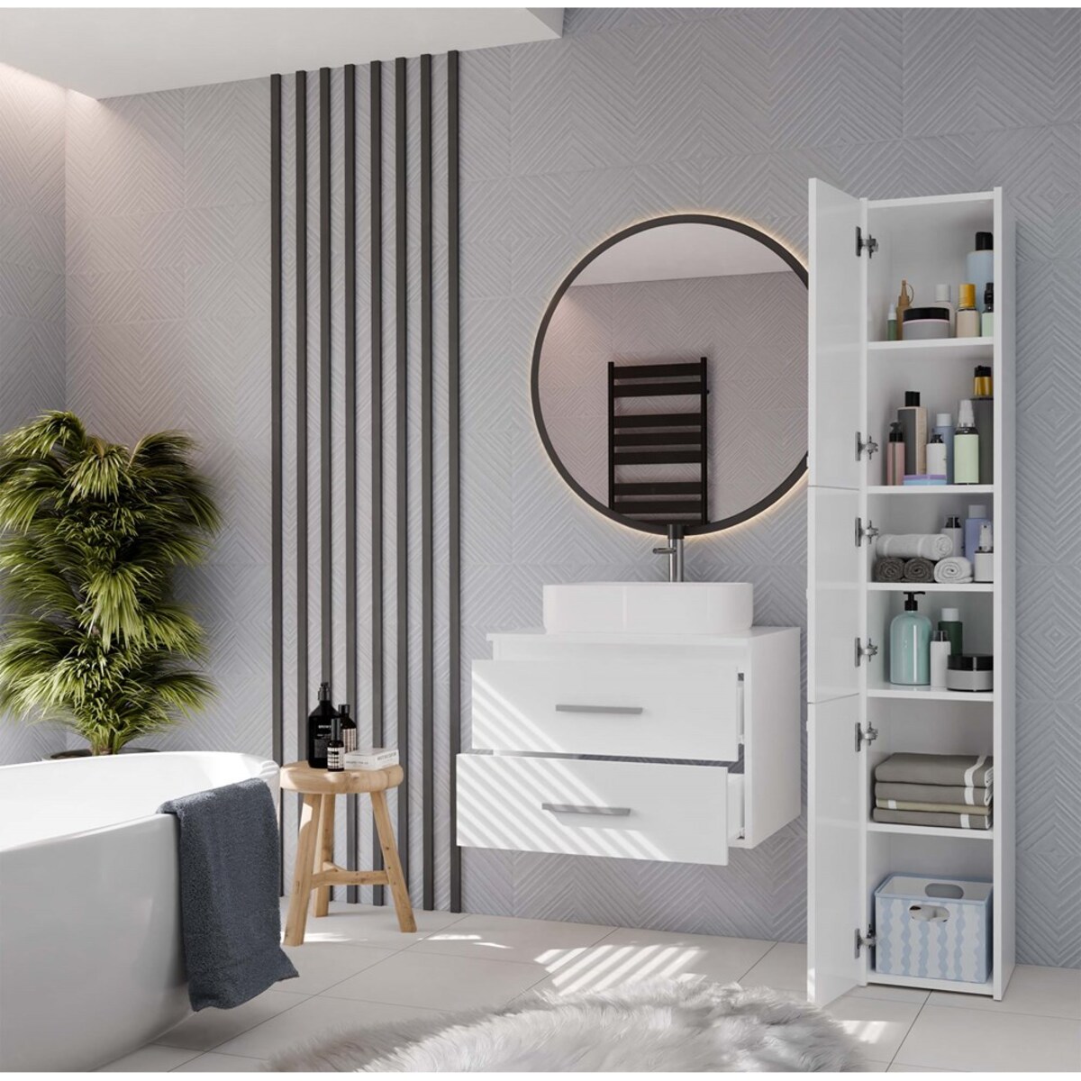 Słupek łazienkowy Nel 60 BIAŁY