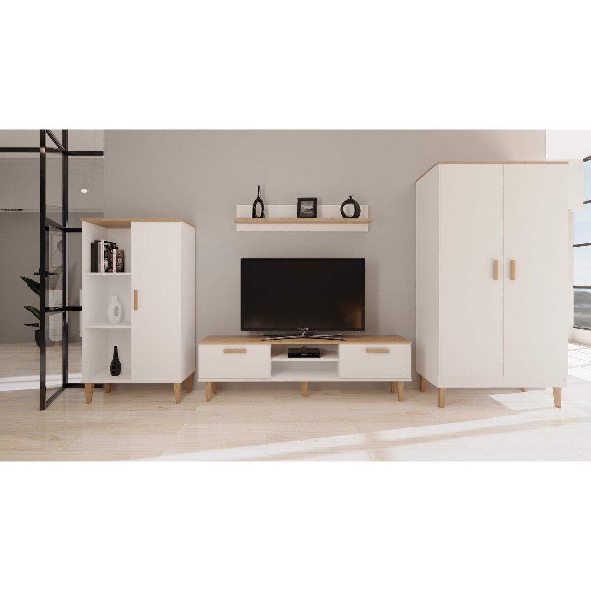 Regał Denver biały & hikora