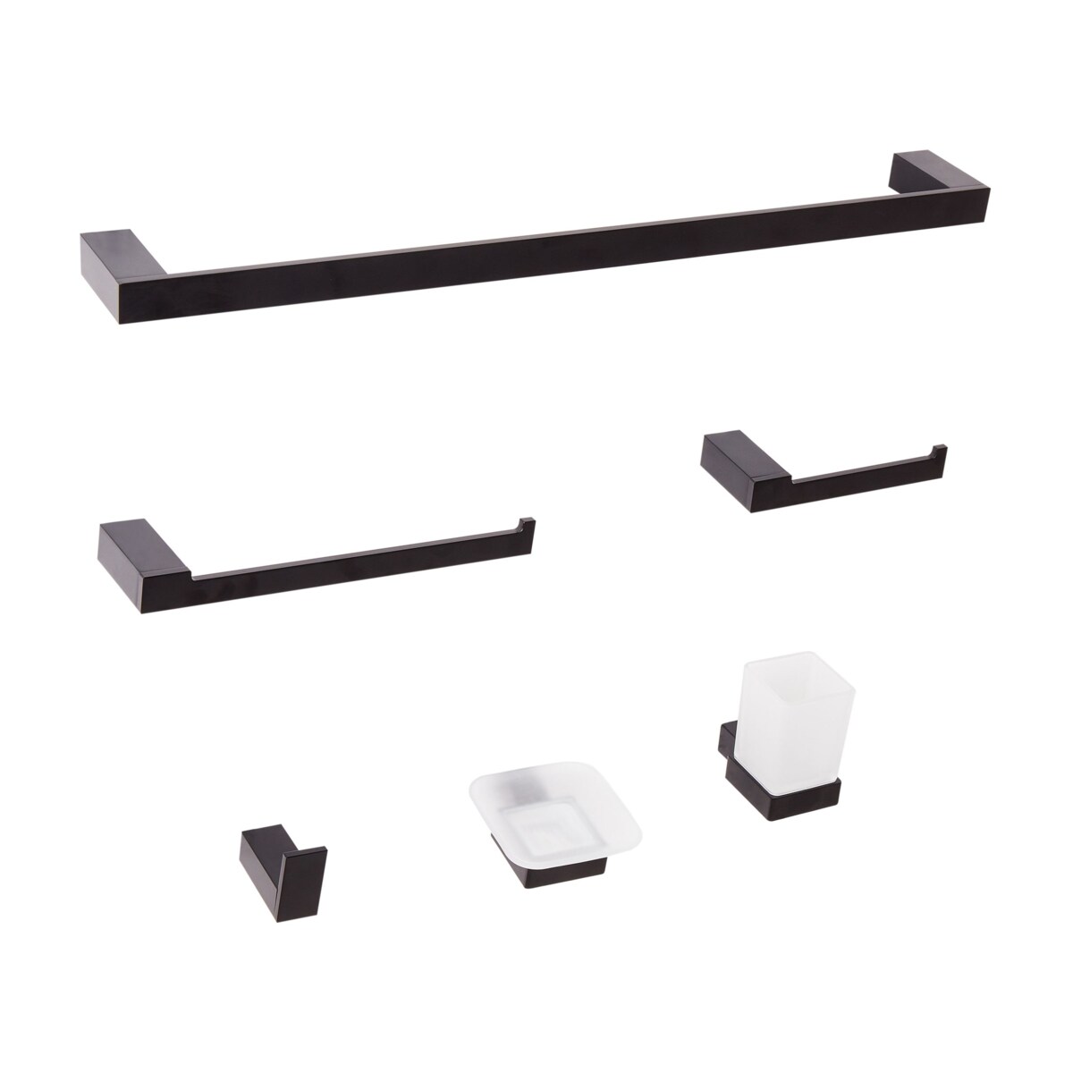 Zestaw akcesoriów toaletowych 6 elementów TUMACO Z uchwytami i haczykami na ręczniki Czarny