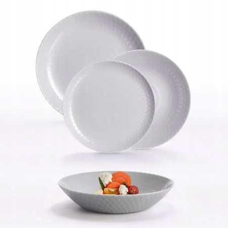 KOMPLET OBIADOWY 18 ele SZARY PAMPILLE LUMINARC okrągłe talerze zastawa
