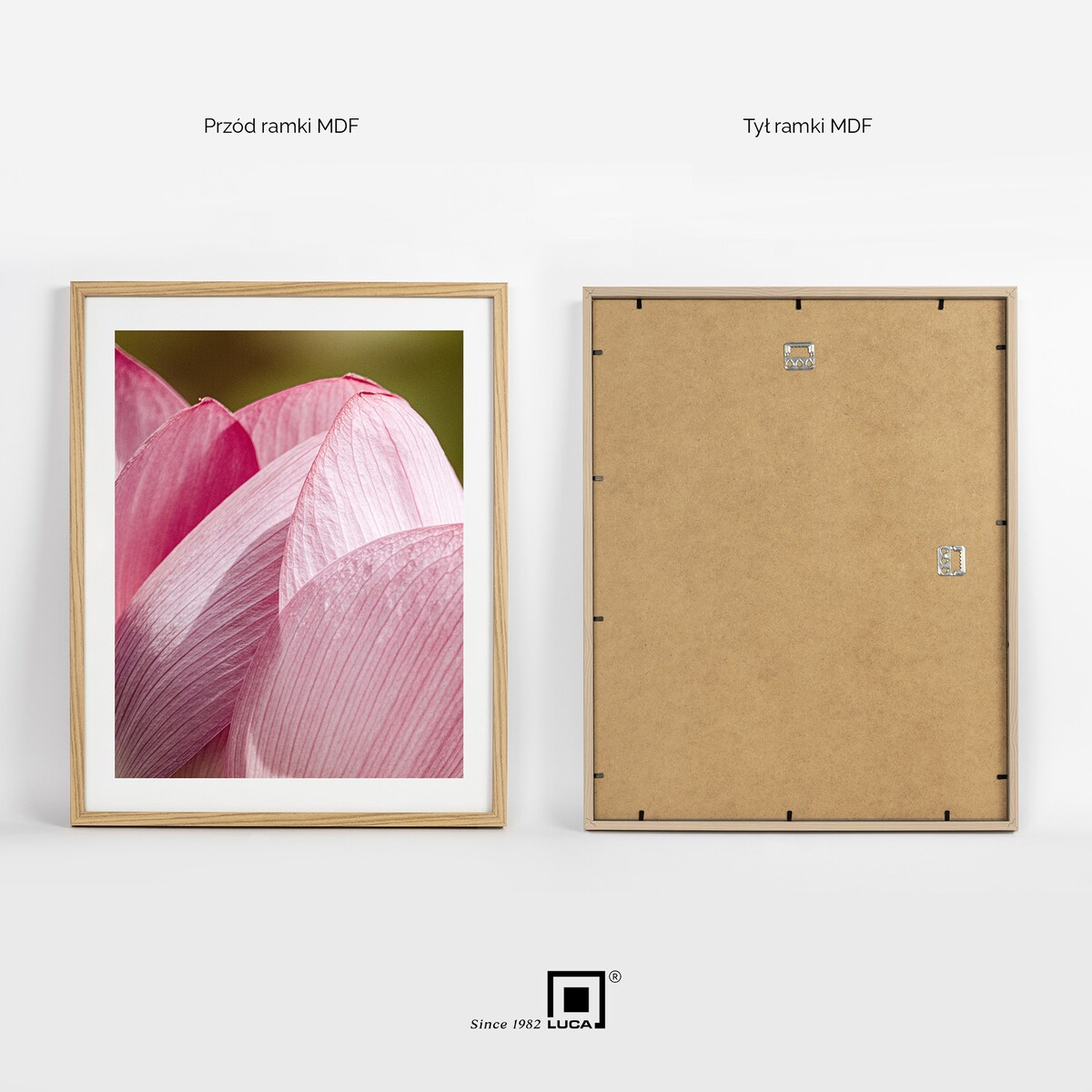 Brązowa ramka na zdjęcia 40x50 cm wisząca poziom pion rama MDF z plexi klasyczna ramka