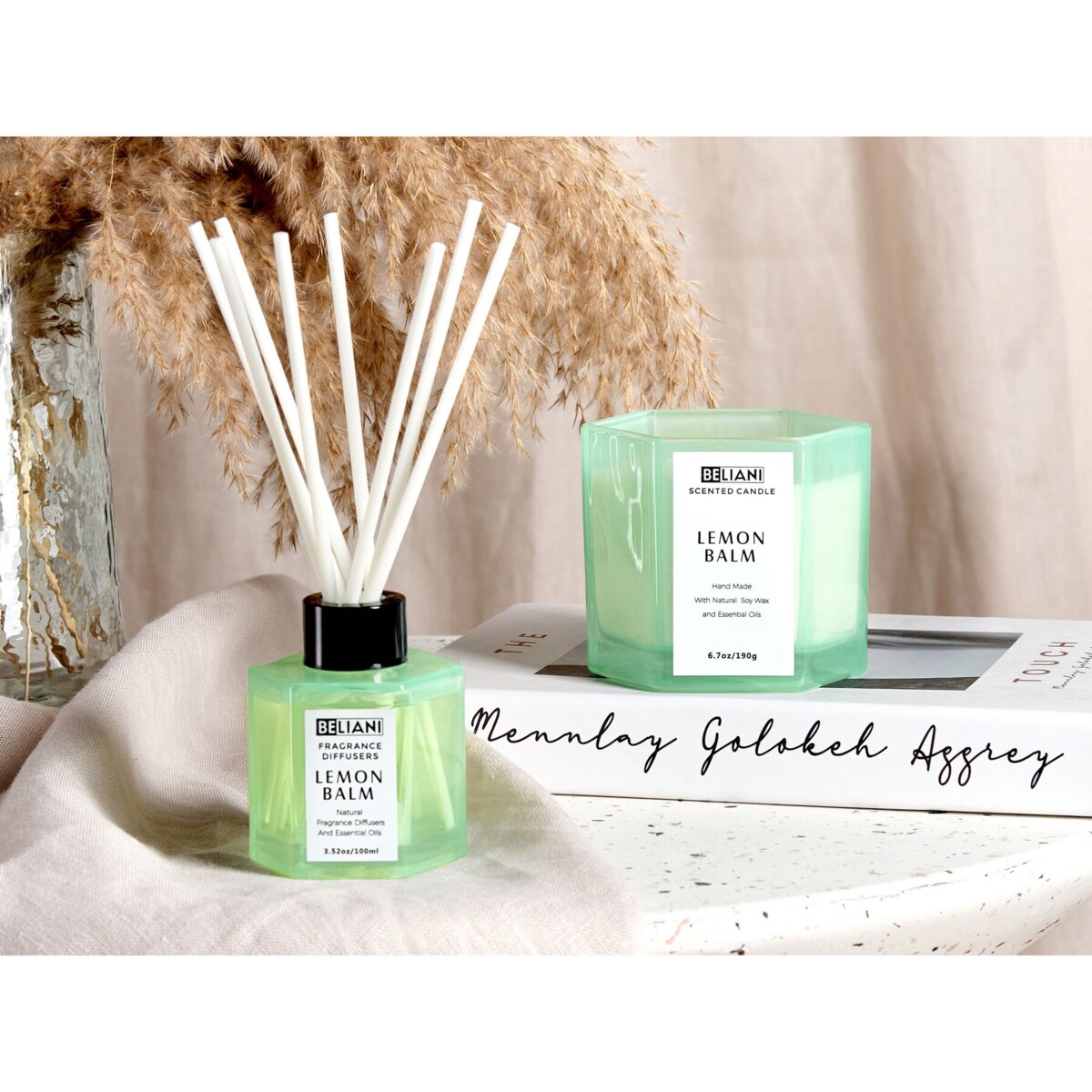 Zestaw zapachowy świeca sojowa i dyfuzor z patyczkami melisa CLASSY TINT