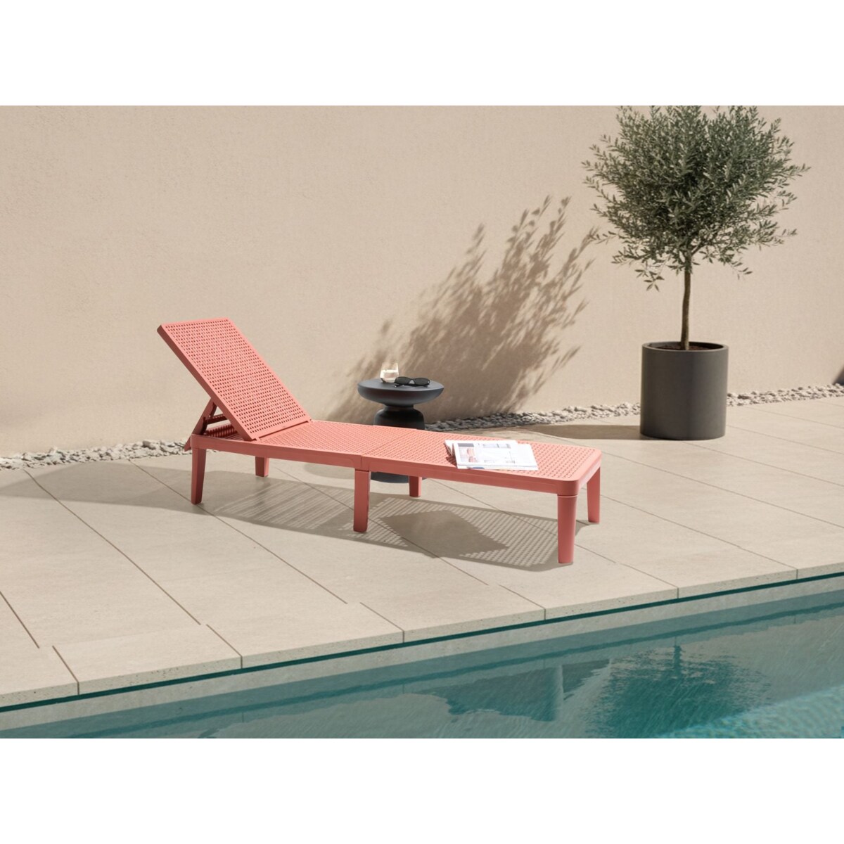 Leżak ogrodowy OSSIMO Rozkładany Materiał syntetyczny Czerwony