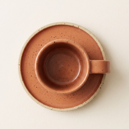 Filiżanka do espresso ze spodkiem 100 ml handmade HU.KA Sorso - Warm Clay