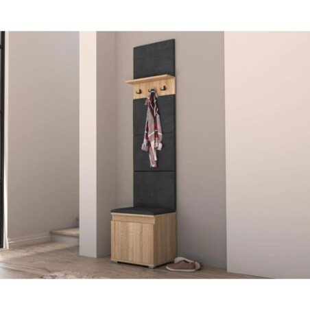 Szafka na buty z siedziskiem i wieszakiem SINGAPUR 50 dąb sonoma/szara