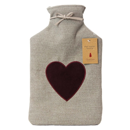 Termofor Duży 1.75L W Pokrowcu W Sweterku Ogrzewacz Na Wodę Serce Szary