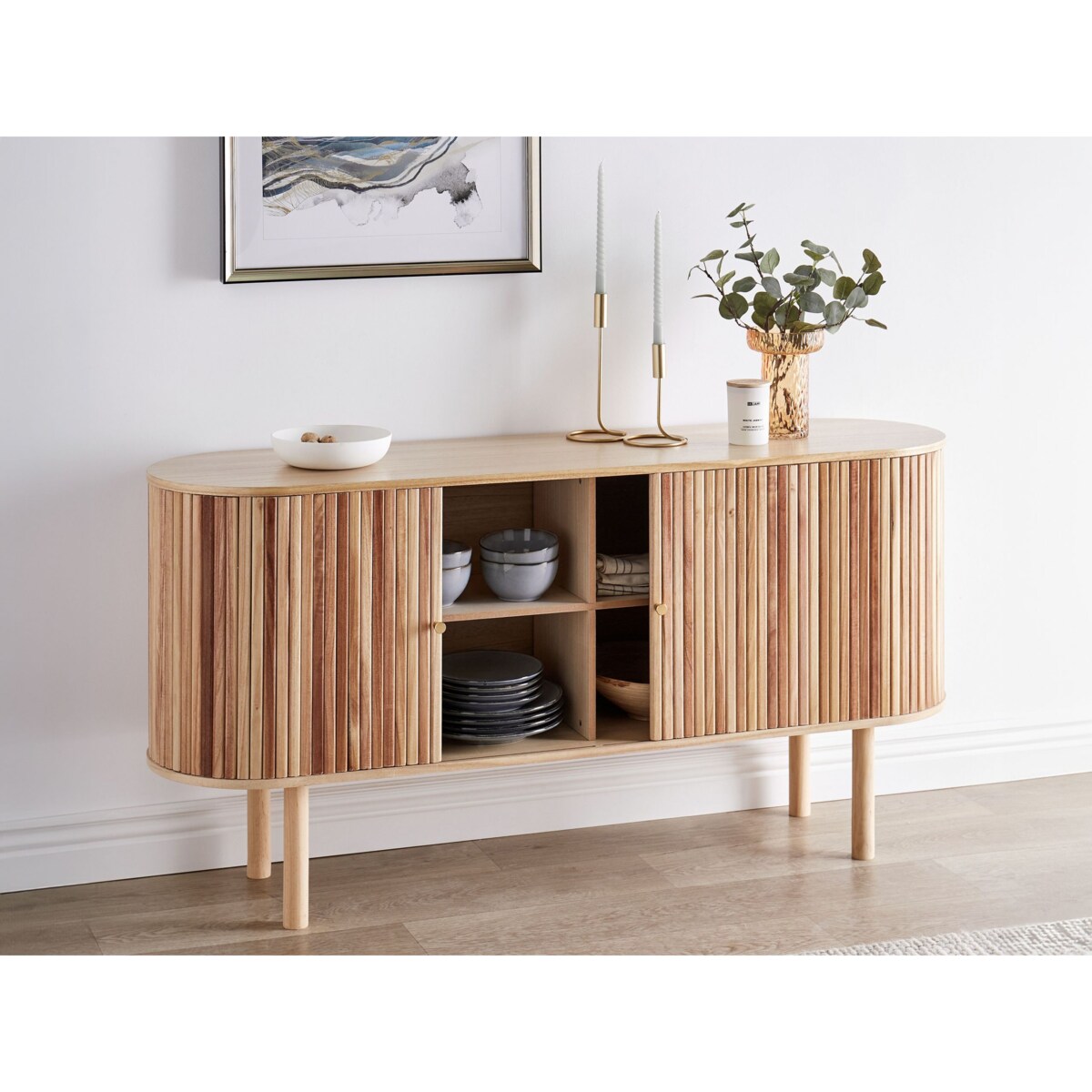 Szafka dwudrzwiowa drewniana 75 cm jasna MANARA